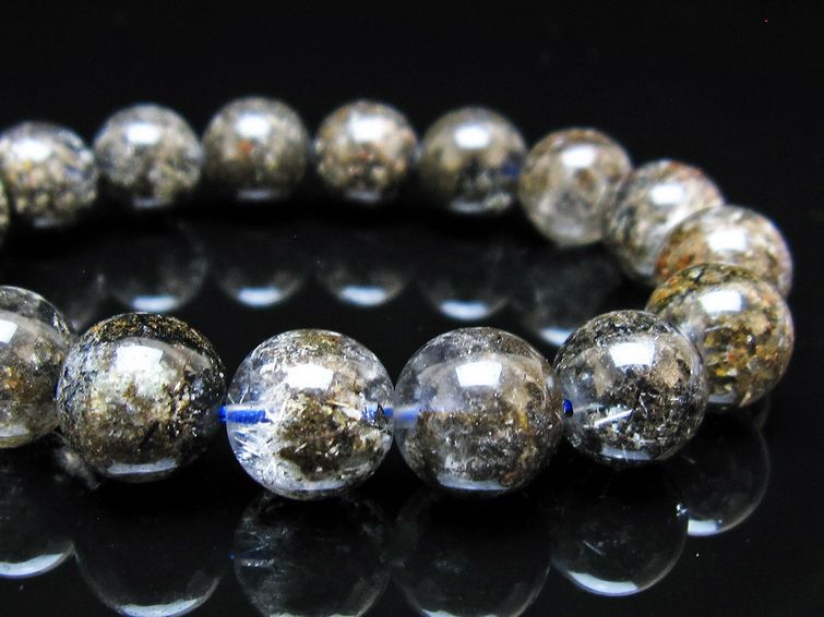 ガーデンクォーツ ブレスレット 12mm トルマリン入り メール便可 一点物 111-55750