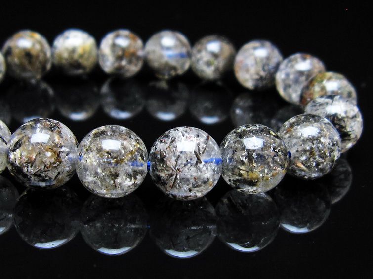 ガーデンクォーツ ブレスレット 10mm トルマリン入り メール便可 一点物 111-55751