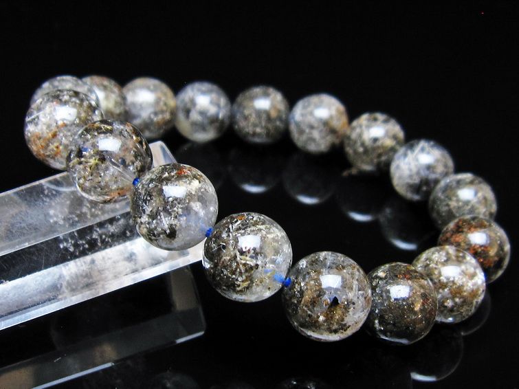 ガーデンクォーツ ブレスレット 12mm トルマリン入り メール便可 一点物 111-55752