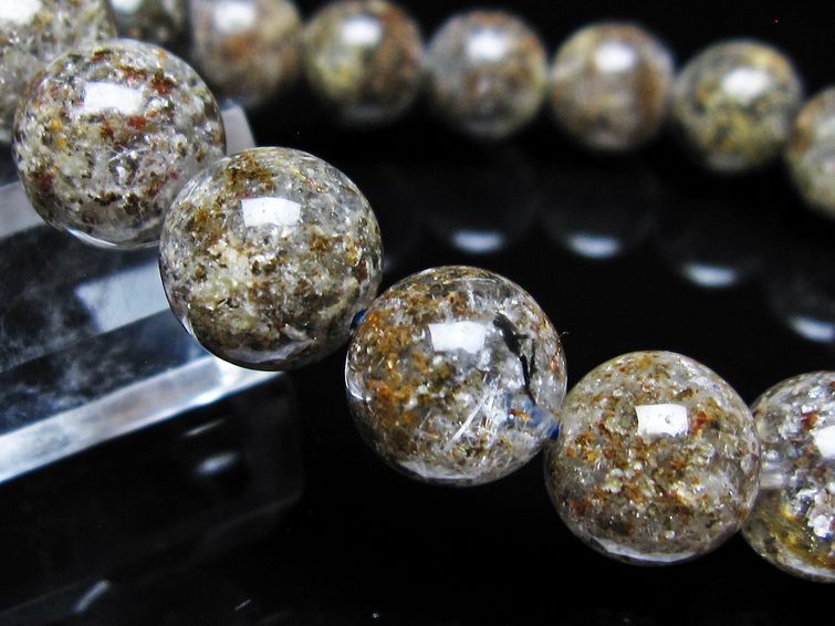 ガーデンクォーツ ブレスレット 12mm トルマリン入り メール便可 一点物 111-55756