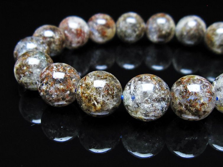 ガーデンクォーツ ブレスレット 12mm トルマリン入り メール便可 一点物 111-55760