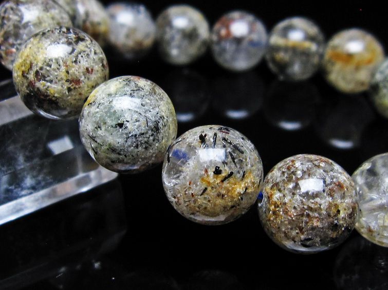 ガーデンクォーツ ブレスレット 13mm トルマリン入り メール便可 一点物 111-55773