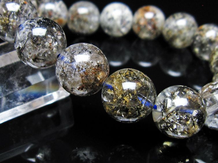 ガーデンクォーツ ブレスレット 13mm トルマリン入り メール便可 一点物 111-55787
