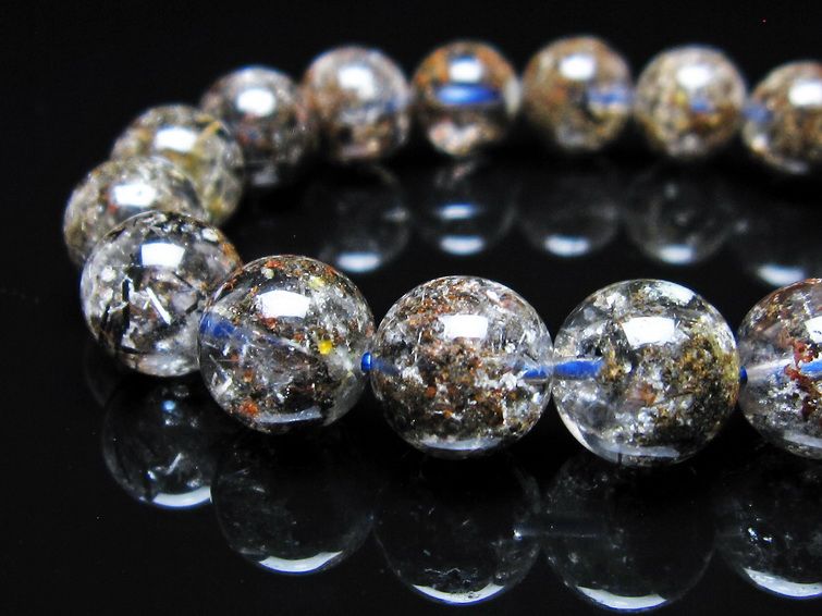 ガーデンクォーツ ブレスレット 12mm トルマリン入り メール便可 一点物 111-55789
