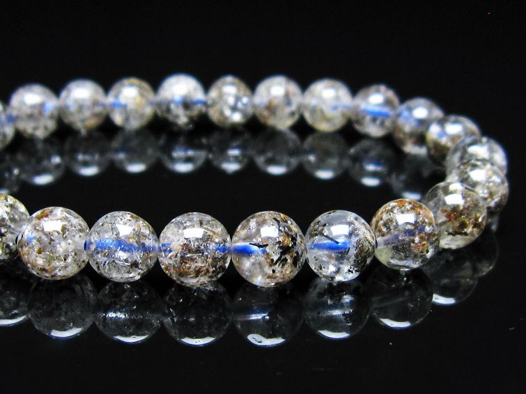 ガーデンクォーツ ブレスレット 8mm トルマリン入り メール便可 一点物 111-55793