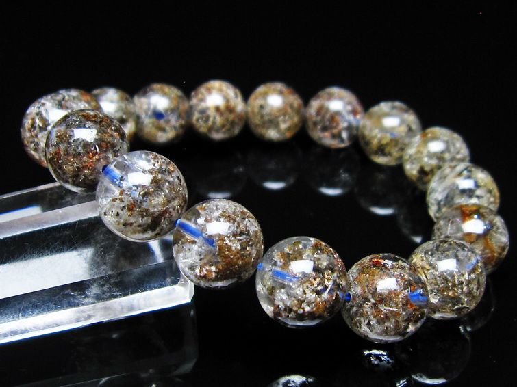 ガーデンクォーツ ブレスレット 12mm トルマリン入り メール便可 一点物 111-55801