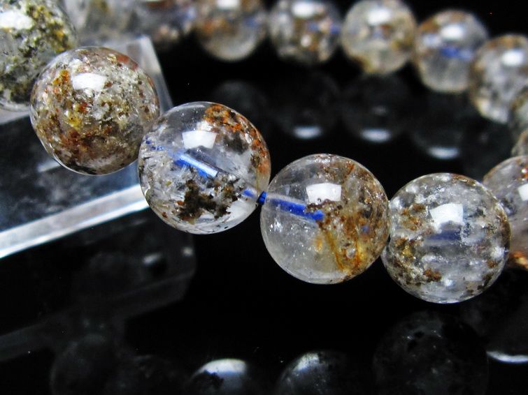 ガーデンクォーツ ブレスレット 12mm トルマリン入り メール便可 一点物 111-55802