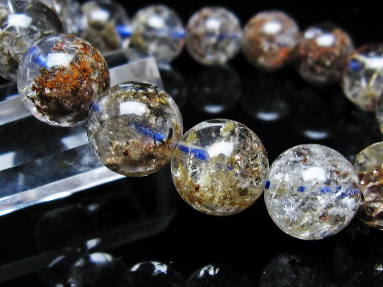 ガーデンクォーツ ブレスレット 13mm トルマリン入り メール便可 一点物 111-55804