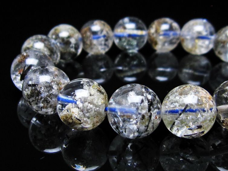 ガーデンクォーツ ブレスレット 13mm トルマリン入り メール便可 一点物 111-55805