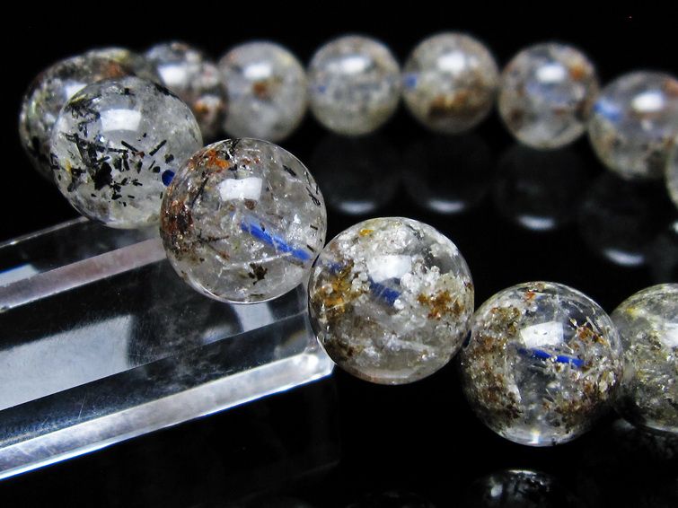 ガーデンクォーツ ブレスレット 13mm トルマリン入り メール便可 一点物 111-55812