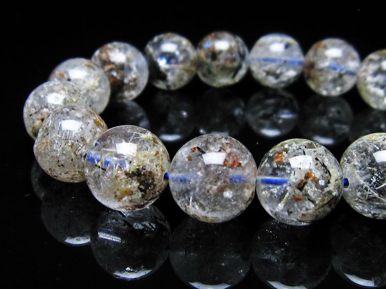 ガーデンクォーツ ブレスレット 13mm トルマリン入り メール便可 一点物 111-55812