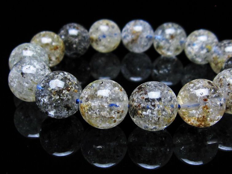 ガーデンクォーツ ブレスレット 14mm トルマリン入り メール便可 一点物 111-55813
