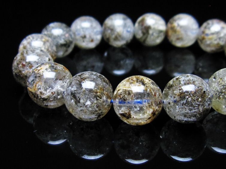 ガーデンクォーツ ブレスレット 13mm トルマリン入り メール便可 一点物 111-55816