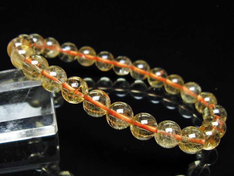シトリンクォーツ ブレスレット 虹入り 7mm メール便可 一点物 111-56550