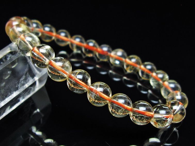 シトリンクォーツ ブレスレット 虹入り 7mm メール便可 一点物 111-56551