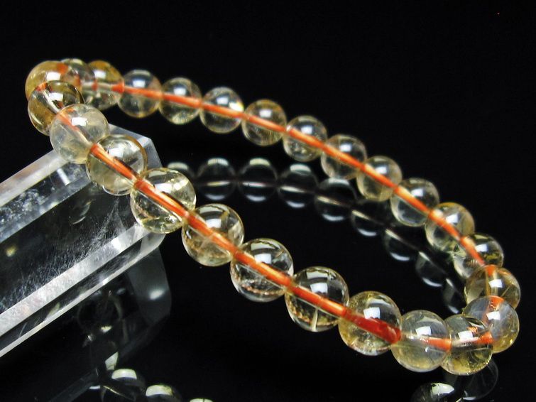 シトリンクォーツ ブレスレット 虹入り 7mm メール便可 一点物 111-56559