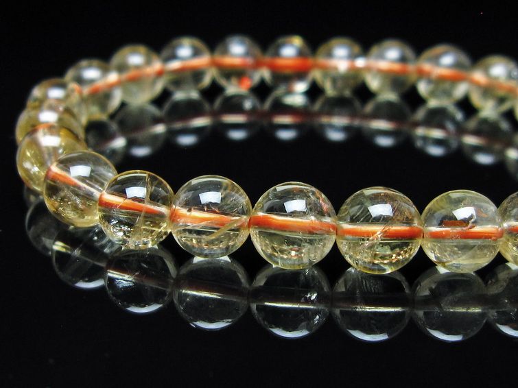 シトリンクォーツ ブレスレット 虹入り 7mm メール便可 一点物 111-56560