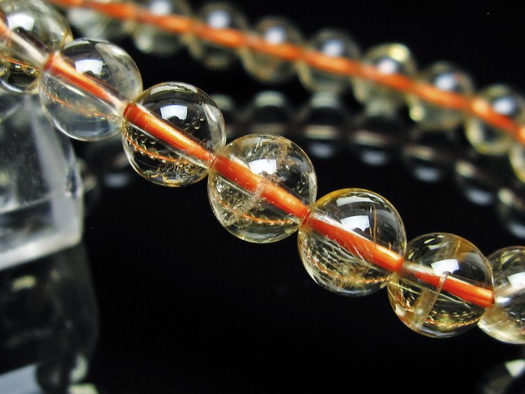 シトリンクォーツ ブレスレット 虹入り 7mm メール便可 一点物 111-56562