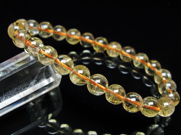 シトリンクォーツ ブレスレット 虹入り 7mm メール便可 一点物 111-56563