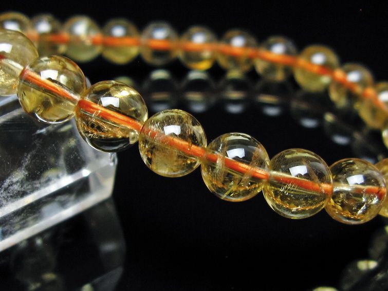 シトリンクォーツ ブレスレット 虹入り 7mm メール便可 一点物 111-56565