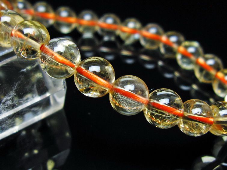 シトリンクォーツ ブレスレット 虹入り 7mm メール便可 一点物 111-56567