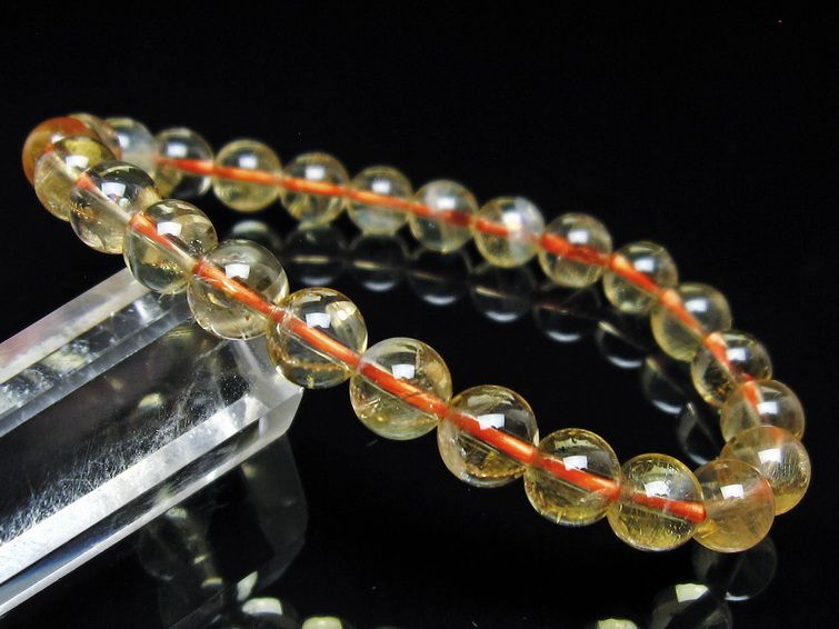 シトリンクォーツ ブレスレット 虹入り 7mm メール便可 一点物 111-56573