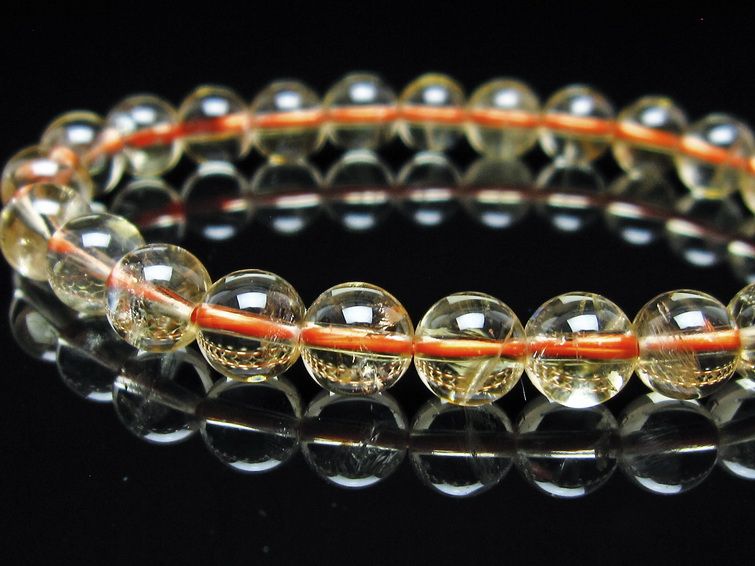 シトリンクォーツ ブレスレット 虹入り 7mm メール便可 一点物 111-56575