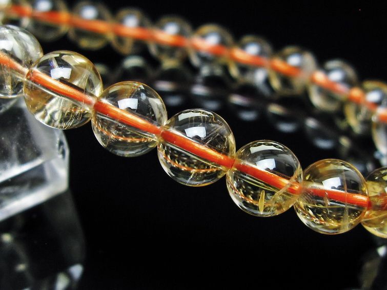 シトリンクォーツ ブレスレット 虹入り 7mm メール便可 一点物 111-56576