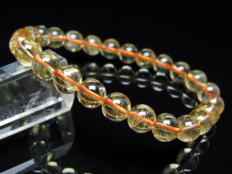 シトリンクォーツ ブレスレット 虹入り 7mm メール便可 一点物 111-56577