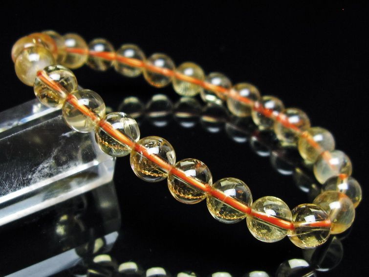 シトリンクォーツ ブレスレット 虹入り 7mm メール便可 一点物 111-56580