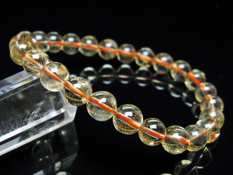 シトリンクォーツ ブレスレット 虹入り 7mm メール便可 一点物 111-56582