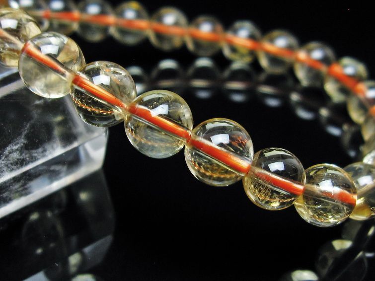 シトリンクォーツ ブレスレット 虹入り 7mm メール便可 一点物 111-56582