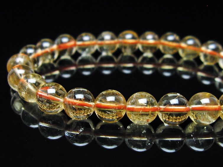 シトリンクォーツ ブレスレット 虹入り 7mm メール便可 一点物 111-56583