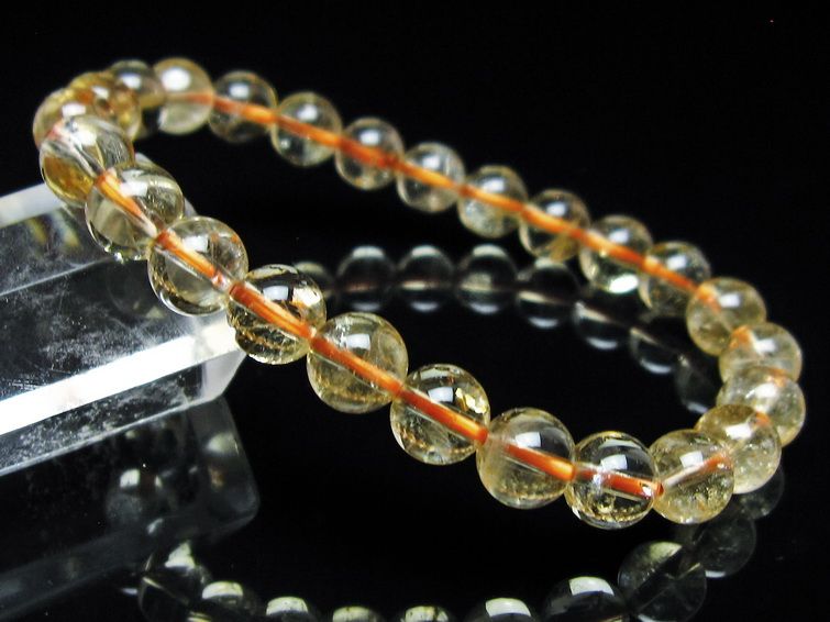 シトリンクォーツ ブレスレット 虹入り 7mm メール便可 一点物 111-56585