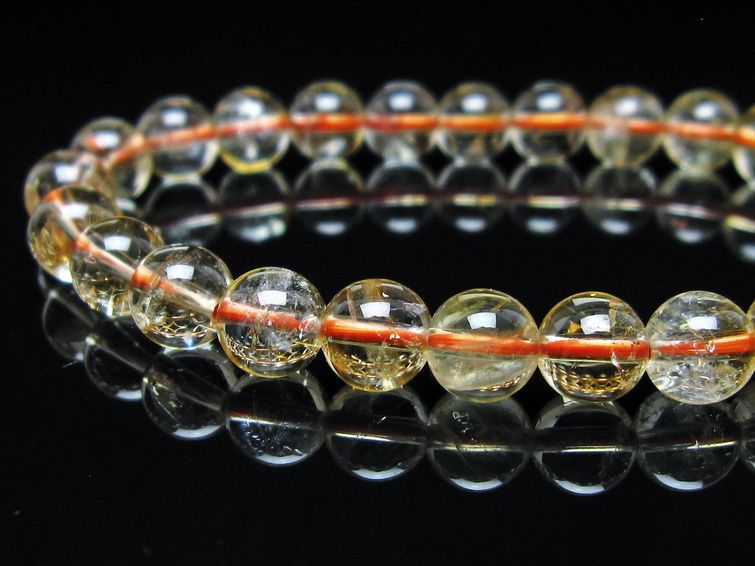 シトリンクォーツ ブレスレット 虹入り 7mm メール便可 一点物 111-56590