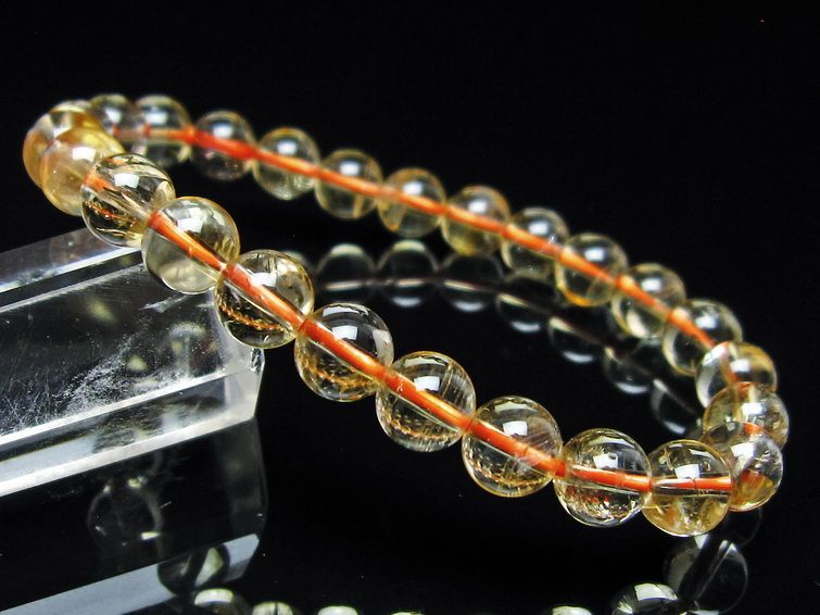 シトリンクォーツ ブレスレット 虹入り 7mm メール便可 一点物 111-56591