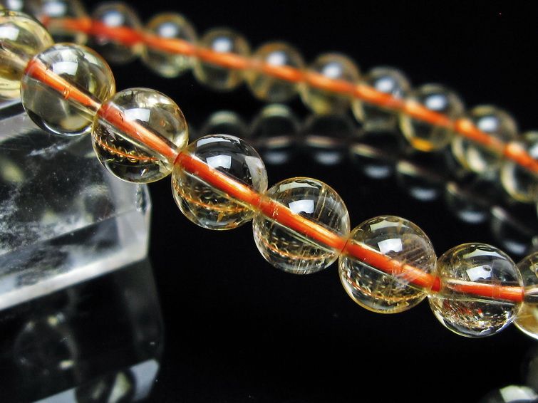 シトリンクォーツ ブレスレット 虹入り 7mm メール便可 一点物 111-56591