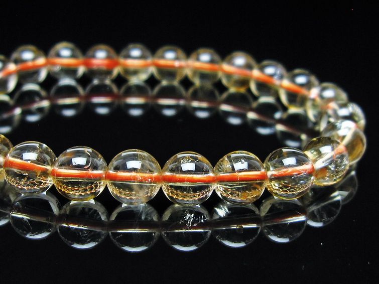 シトリンクォーツ ブレスレット 虹入り 7mm メール便可 一点物 111-56591