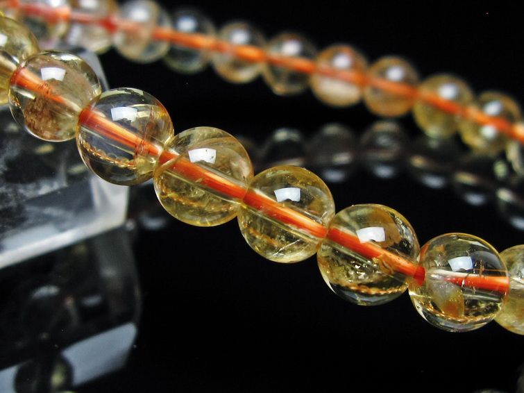 シトリンクォーツ ブレスレット 虹入り 7mm メール便可 一点物 111-56592