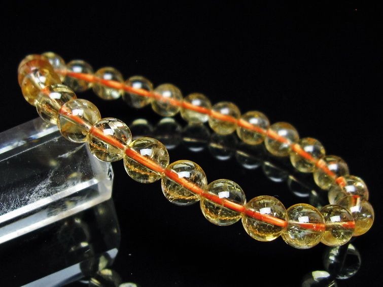 シトリンクォーツ ブレスレット 虹入り 7mm メール便可 一点物 111-56593