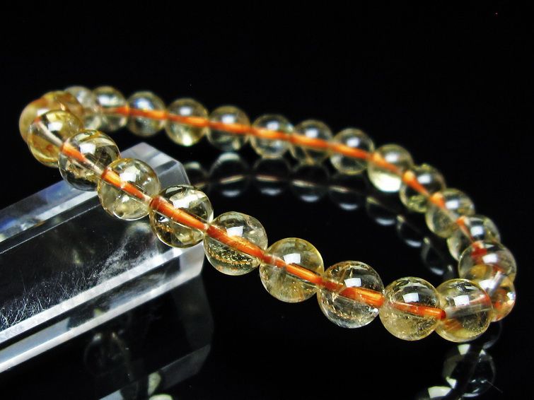 シトリンクォーツ ブレスレット 虹入り 7mm メール便可 一点物 111-56594