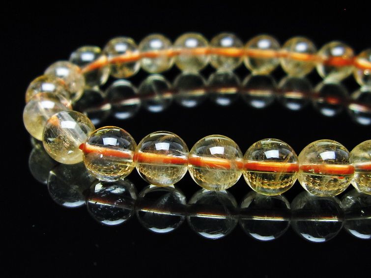 シトリンクォーツ ブレスレット 虹入り 7mm メール便可 一点物 111-56595