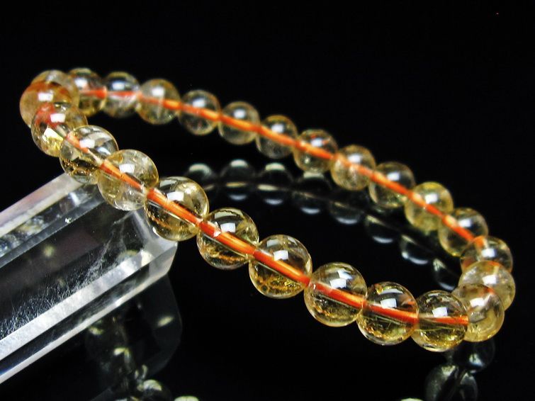シトリンクォーツ ブレスレット 虹入り 7mm メール便可 一点物 111-56598