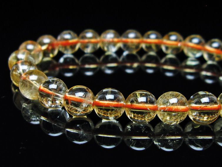 シトリンクォーツ ブレスレット 虹入り 7mm メール便可 一点物 111-56598