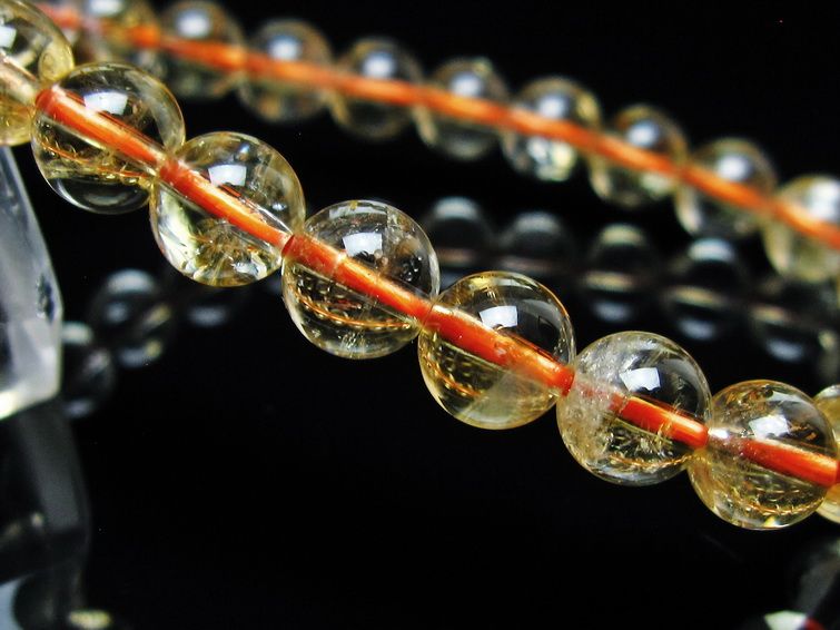 シトリンクォーツ ブレスレット 虹入り 7mm メール便可 一点物 111-56603