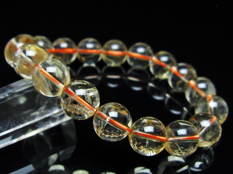 シトリンクォーツ ブレスレット 虹入り 12mm メール便可 一点物 111-56644