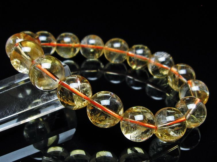 シトリンクォーツ ブレスレット 虹入り 12mm メール便可 一点物 111-56654