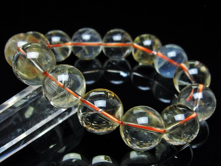 シトリンクォーツ ブレスレット 虹入り 15mm メール便可 一点物 111-56661