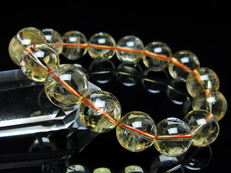 シトリンクォーツ ブレスレット 虹入り 13mm メール便可 一点物 111-56669