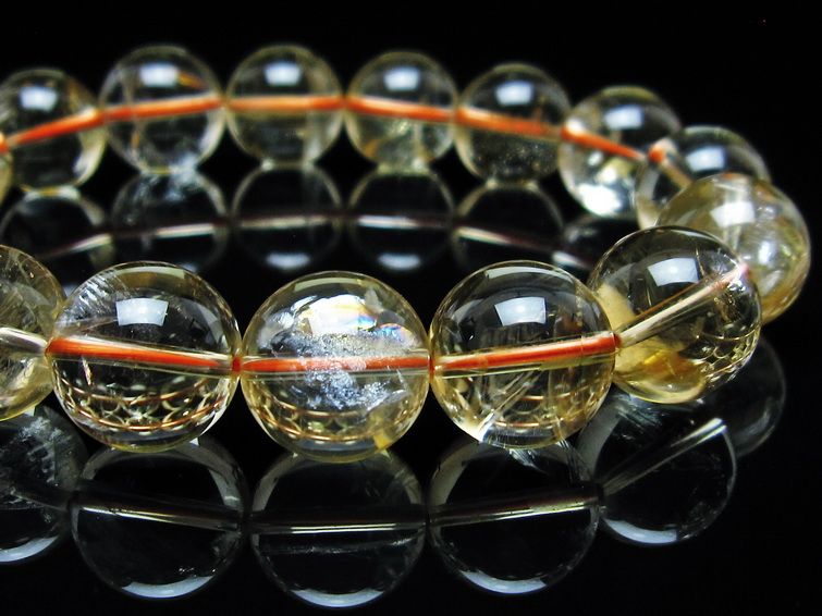 シトリンクォーツ ブレスレット 虹入り 13mm メール便可 一点物 111-56669